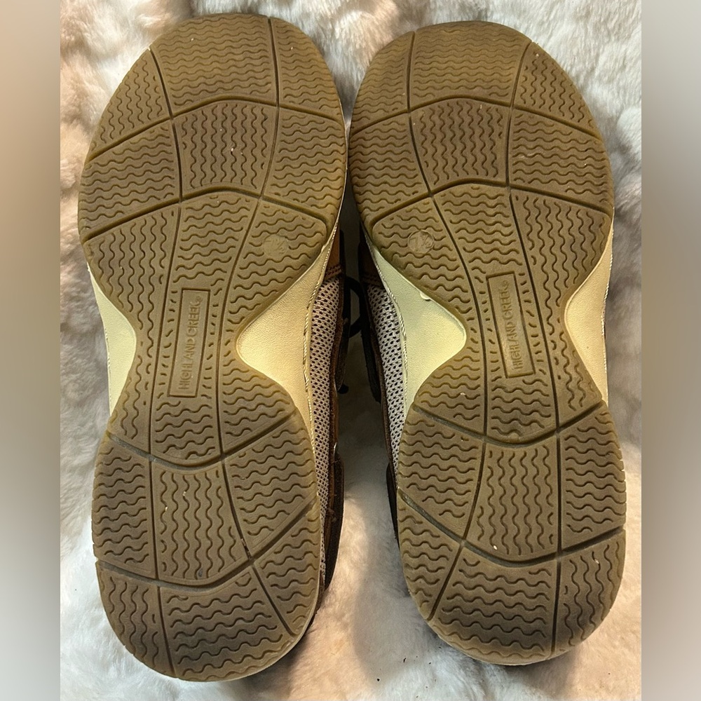 Highland Creek Brown beige leather lace up slip on loafer women’s size 7.5M - Picture 11 of 12